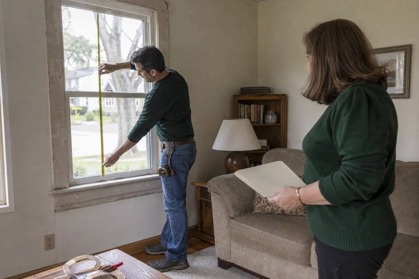 Illustrative window estimator measuring a homeowner's existing window