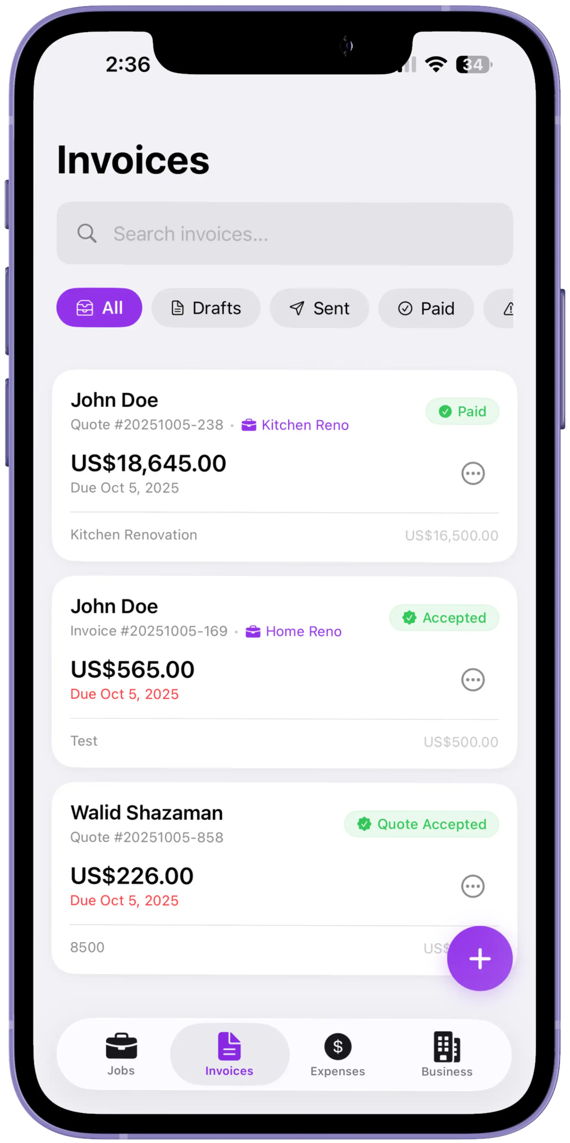 Earnr iOS App - Job to Invoice Tracking for Service Professionals
